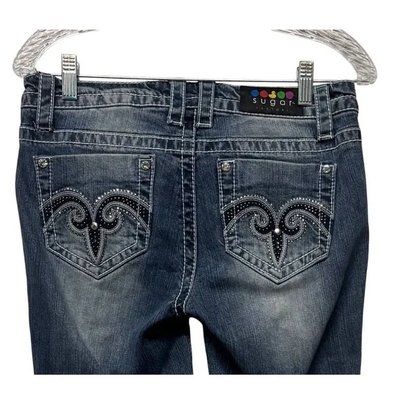 Sugar Factory Size 28”, US 6 Embroidered Medium Blue Bootcut Jeans (retail $299) - Picture 3 of 8